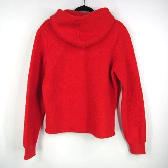 Fila Women's Teddy Faux Sherpa Pull Over Hoodie in Red SZ M - Picture 2 of 6